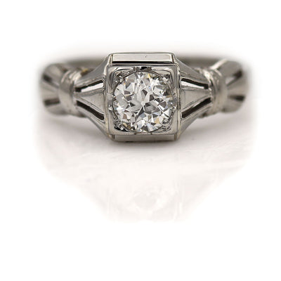 Art Deco Engagement Ring with Tapered Band