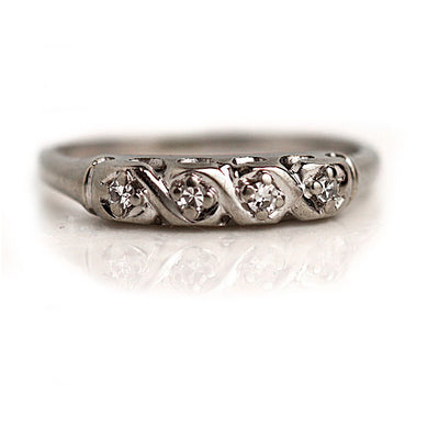 4 Stone Vintage Diamond Wedding Ring Circa 1950's