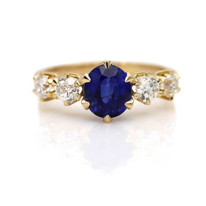 Vintage Style Round Cut Sapphire Engagement Ring