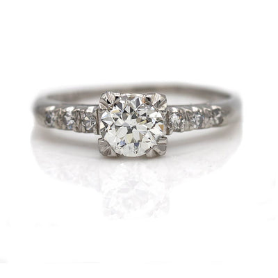 Vintage Diamond Engagement Ring With Side Stones