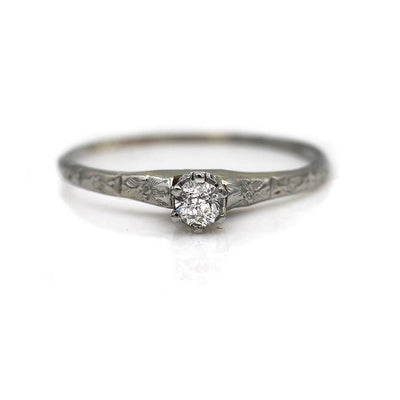 Promise Ring in 14 Kt White Gold Circa 1920s