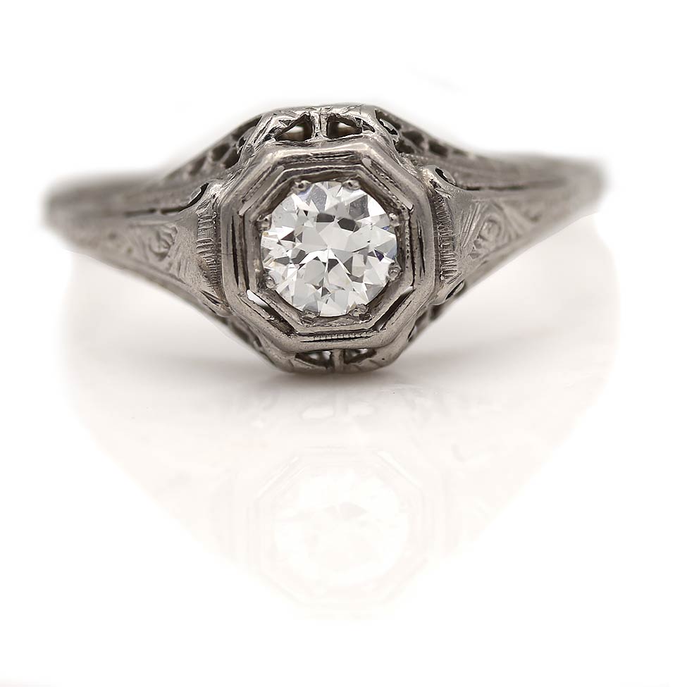 Edwardian .60 Carat Diamond Filigree Engagement Ring – Vintage Diamond Ring