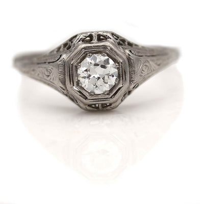 Edwardian .60 Carat Diamond Filigree Engagement Ring