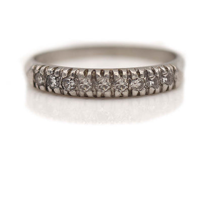 Antique 9 Stone Diamond Wedding Ring in Platinum Size 5.75