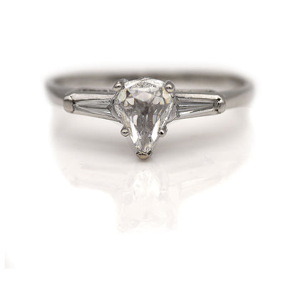 Vintage Pear Rose Cut Diamond Engagement Ring .63 Ct GIA H/SI1