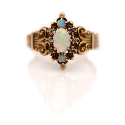 Victorian Opal and Rose Cut Diamond Engagement Ring
