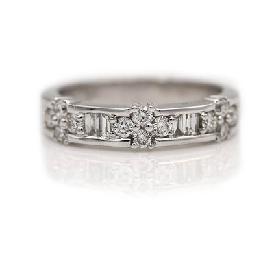.45 Ct Baguette Round Diamond Wedding Band in 18 Kt White Gold