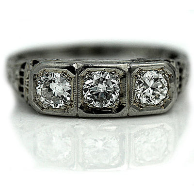 Unique Three Diamond Engagement Ring