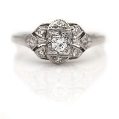 Art Deco Old European Cut Diamond Split Shank Engagement Ring