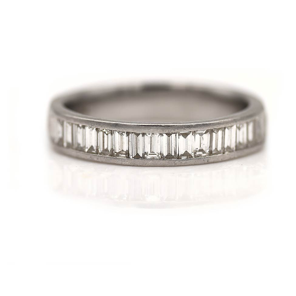 Vintage Baguette Diamond Half Eternity Wedding Ring 1.50 Ct