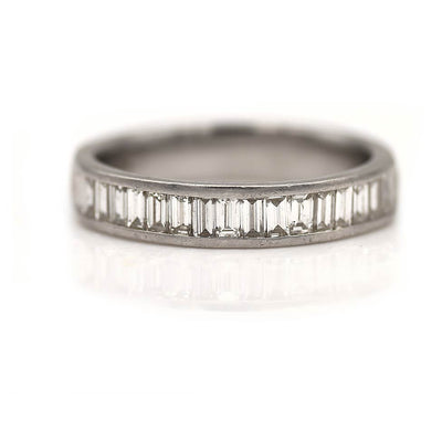 Baguette Diamonds Half Eternity Wedding Ring - Baguette Cut Wedding Band