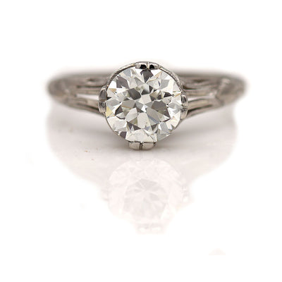 Vintage Engagement Ring Old European Cut Diamond GIA 1.64 Ct J/VS2