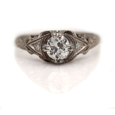Vintage Art Deco Engagement Ring .56 Ct GIA I/VS1