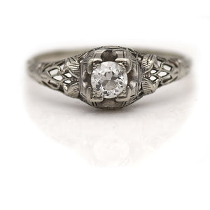 Art Deco .20 CTW Old European Cut Vintage Diamond Engagement Ring F/VS2