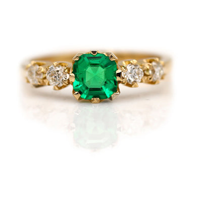 Columbian Emerald and Diamond Wedding Ring GIA No Enhancement
