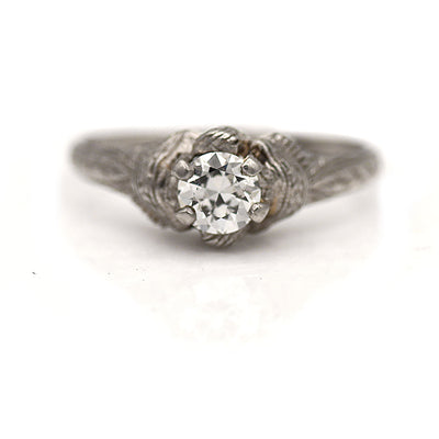 Art Deco Old European Cut Diamond Solitaire Engagement Ring