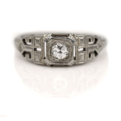 Late Art Deco .18 Ct Diamond Engagement Ring