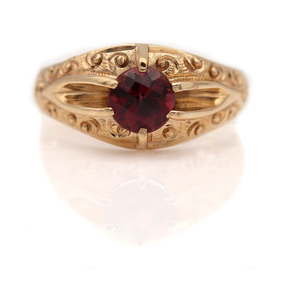 Victorian Garnet Solitaire Engagement Ring