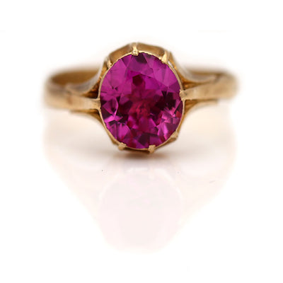 Vintage Pink Tourmaline Solitaire Engagement Ring Circa 1940's