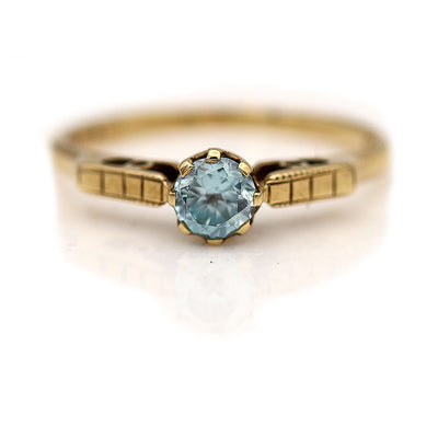 Vintage Blue Zircon Solitaire Engagement Ring