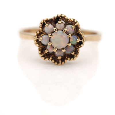 Vintage Opal Halo Engagement Ring