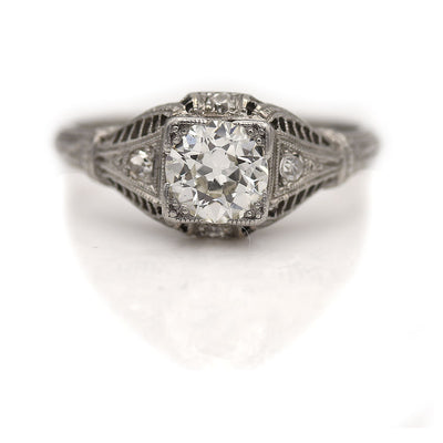 Antique Old Mine Cut Diamond Engagement Ring .75 Ct