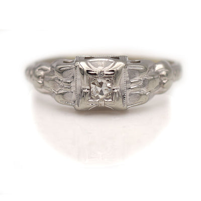 Dainty Diamond Vintage Engagement Ring