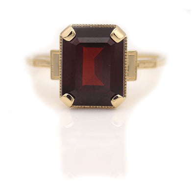 Art Deco Style Garnet Solitaire Engagement Ring