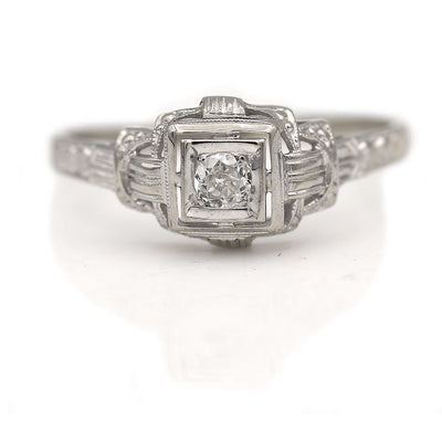 Vintage 1930s Old Mine Cut Diamond Engagement Ring