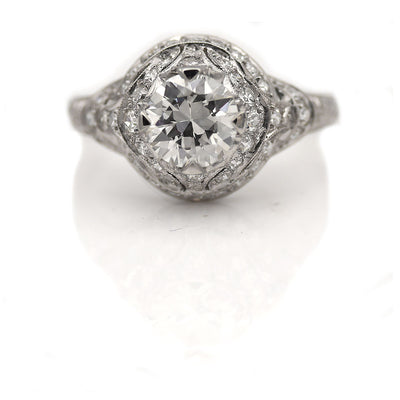 Vintage Old European Cut Diamond Engagement Ring in Platinum 1.05 Ct GIA I/SI1
