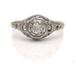 Art Deco Old Mine Cut Engagement Ring .25 Ct