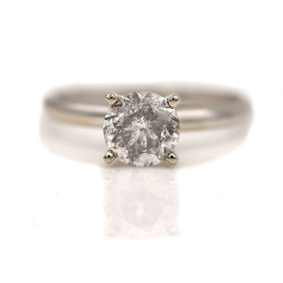 Classic 1.40 Carat Salt and Pepper Diamond Solitaire Engagement Ring