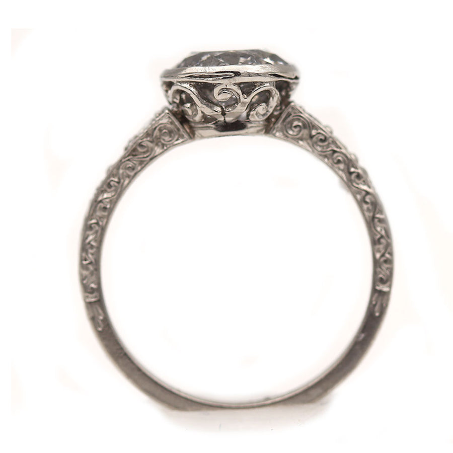 1.75 Ct Vintage Bezel Set Salt and Pepper Diamond Engagement Ring