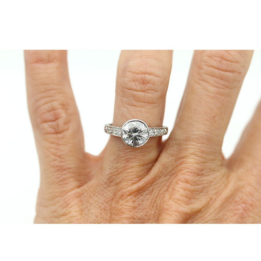 1.75 Ct Vintage Bezel Set Salt and Pepper Diamond Engagement Ring
