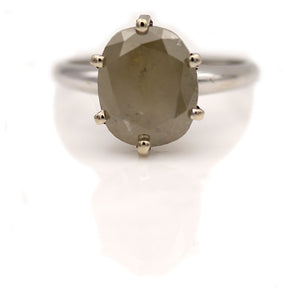 4.40 Ct Oval Cut Salt and Pepper Diamond Solitaire Engagement Ring