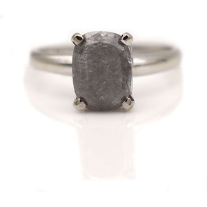 Unique Vintage Cushion Cut Salt and Pepper Diamond Engagement Ring