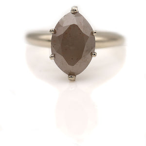 2.85 Ct Rustic Oval Shaped Salt and Pepper Diamond Engagement Ring
