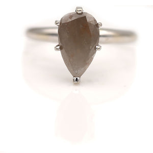 Rustic 2.15 Carat Pear Shaped Salt and Pepper Diamond Engagement Ring