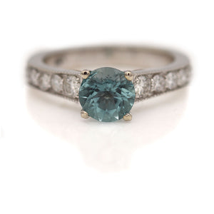 Contemporary 1.51 CTW Aquamarine Diamond 14 Karat White Gold Engagement Ring 