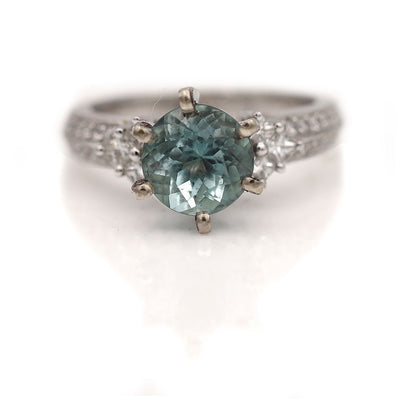 1.85 Ct Aquamarine and Diamond Engagement Ring Circa 1990s