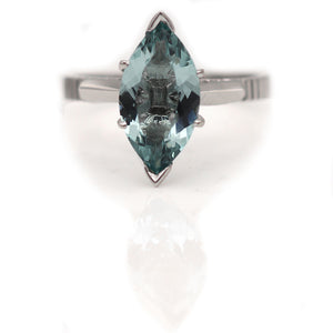 Vintage Marquise Aquamarine Solitaire Engagement Ring