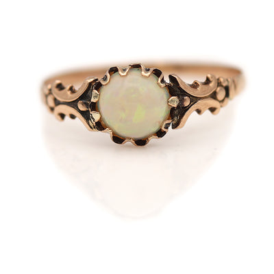 Victorian Rose Gold Opal Solitaire Engagement Ring