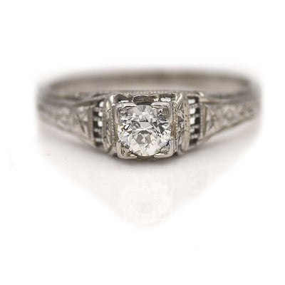 Dainty Art Deco Old Mine Cut Diamond Engagement Ring