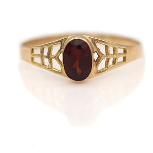 Victorian Bezel Set Oval Cut Garnet Engagement Ring