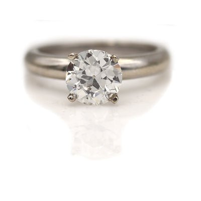 Mid-Century Old European Cut Diamond Engagement Ring 1.35 Ct GIA H/SI1