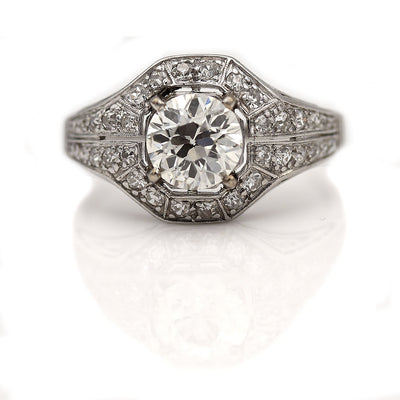 Vintage Old European Cut Diamond Halo Engagement Ring - Vintage Diamond Ring
