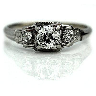 Low Profile Vintage Diamond Engagement Ring