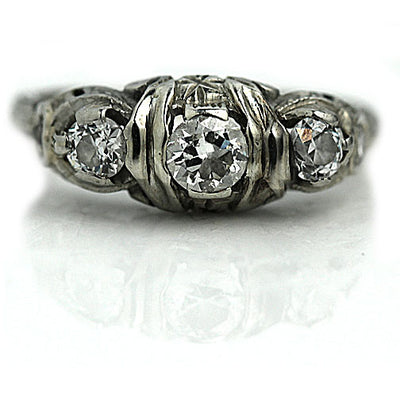 Antique 3 Diamond Engagement Ring