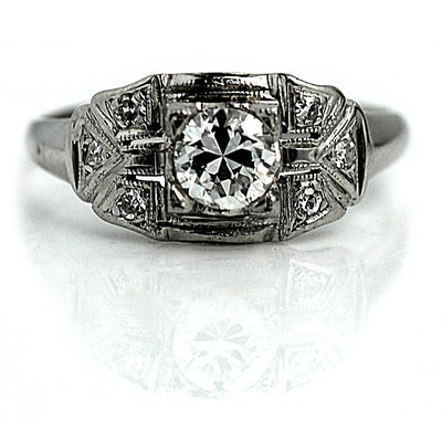 Vintage Rectangular Diamond Engagement Ring