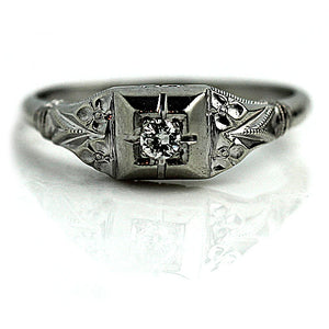 Vintage Floral Diamond Engagement Ring